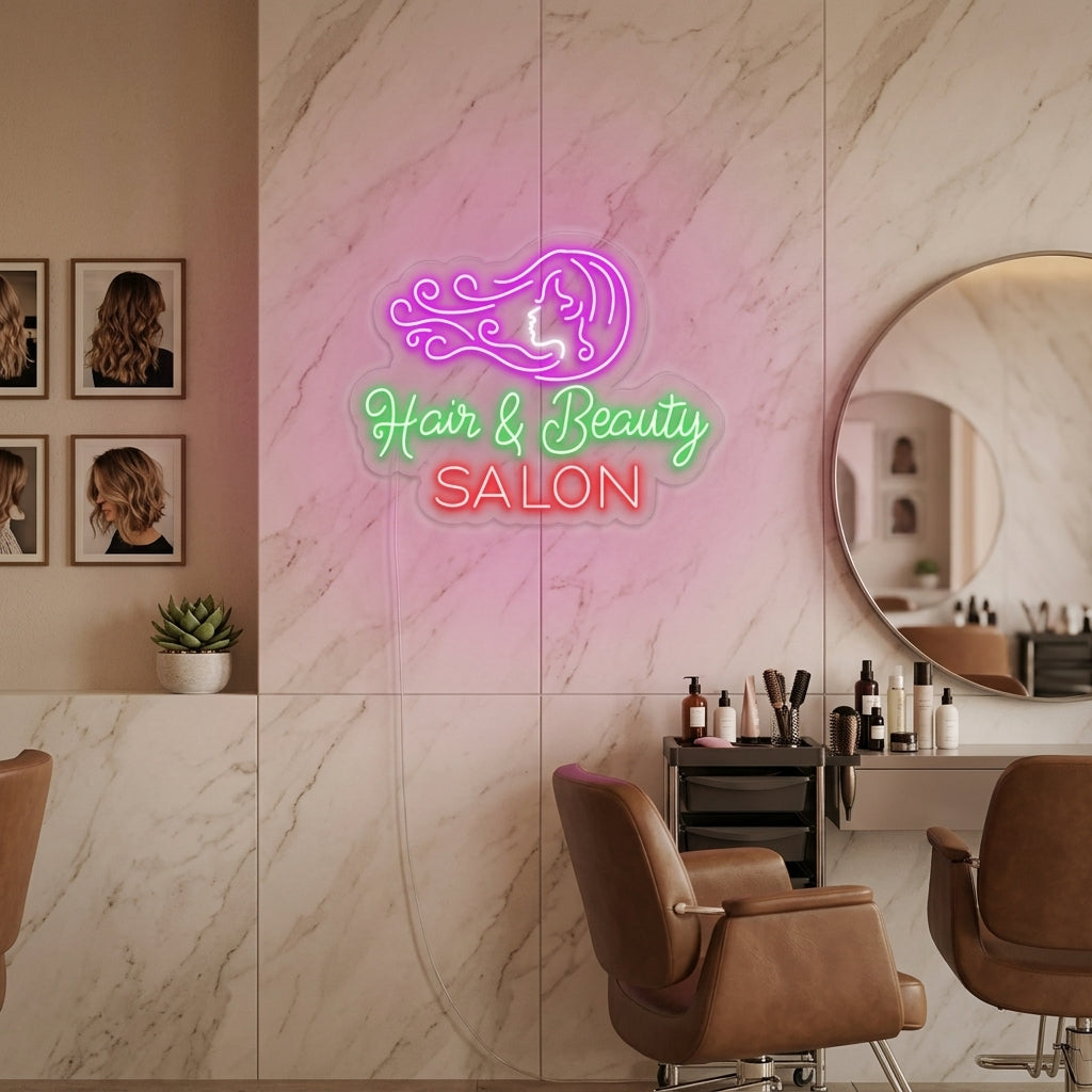 "Hair Salon Hair Beauty Salon" Letreros Neon