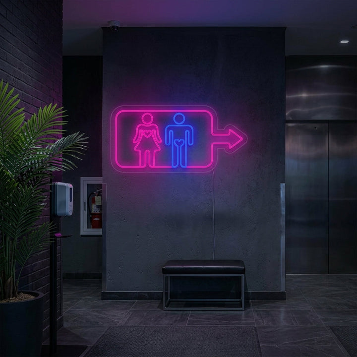 "Men Women Toilet Washroom Wall" Letreros Neon