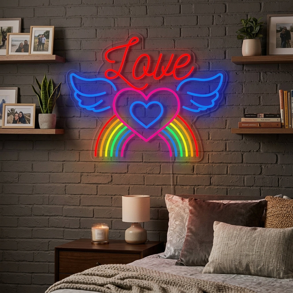 "LGBT LOVE, Arcoíris, Alas" Letreros Neon
