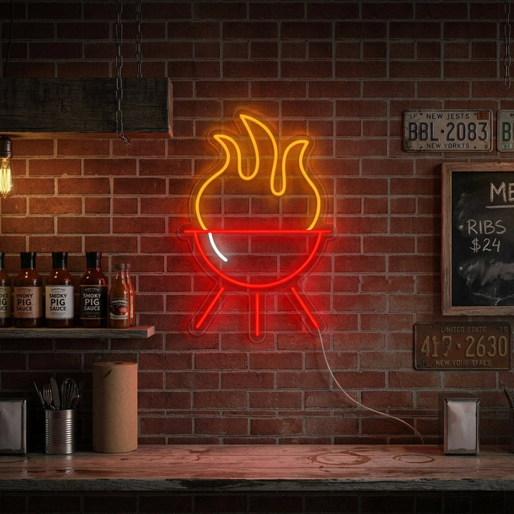 "Restaurante De Barbacoa Y Barbacoa" Letreros Neon