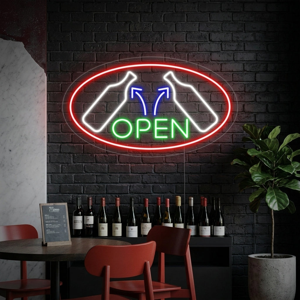 "Wine, Copa De Vino" Letreros Neon