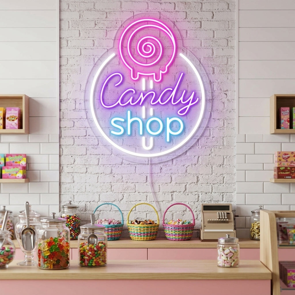 "Candy Shop, Logo De Tienda De Golosinas" Letreros Neon