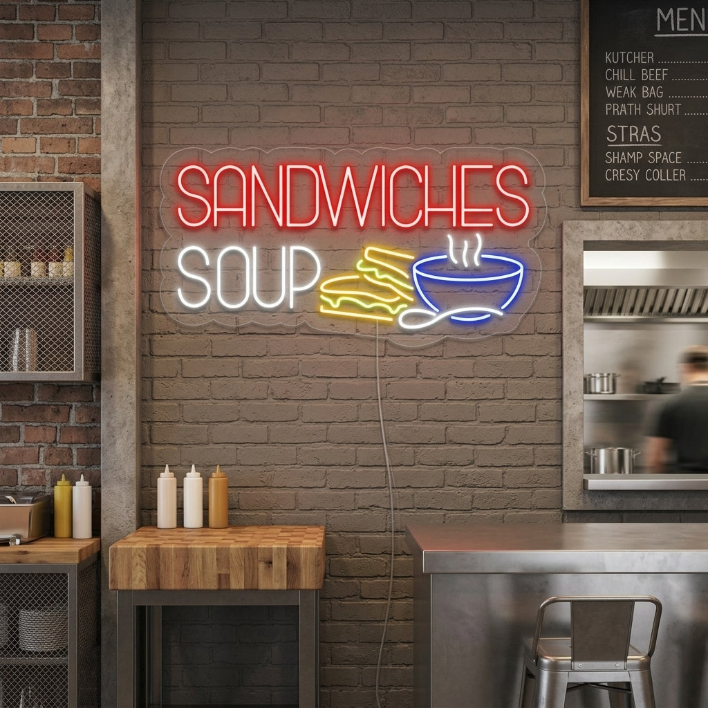 "SANDWICHES SOUP" Letreros Neon