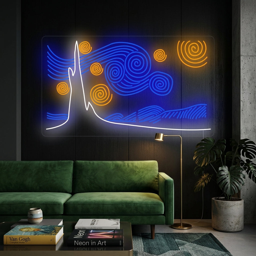 "La Noche Estrellada Vincent Van Gogh" Letreros Neon