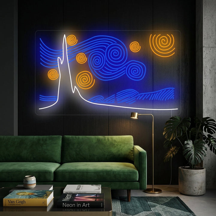"La Noche Estrellada Vincent Van Gogh" Letreros Neon