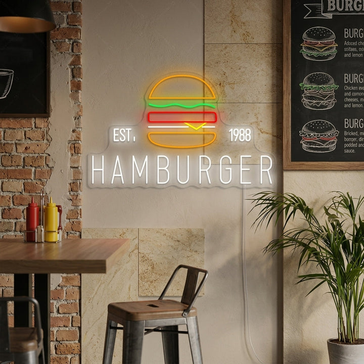 "Logotipo personalizado de hamburguesa" Letrero de neón