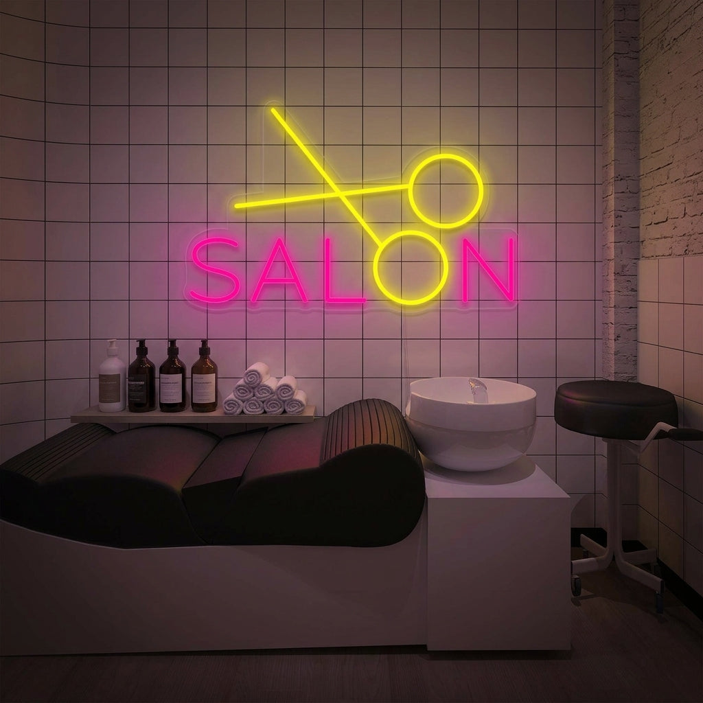 "salon, Salón de belleza, Tijeras" Letreros Neon