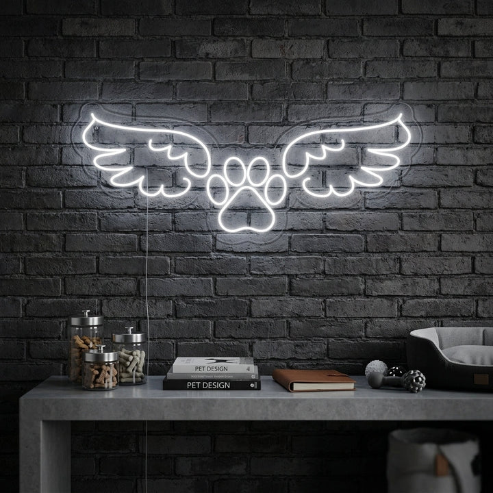 "Huella De Pata De Perro, Alas De Ángel" Letreros Neon