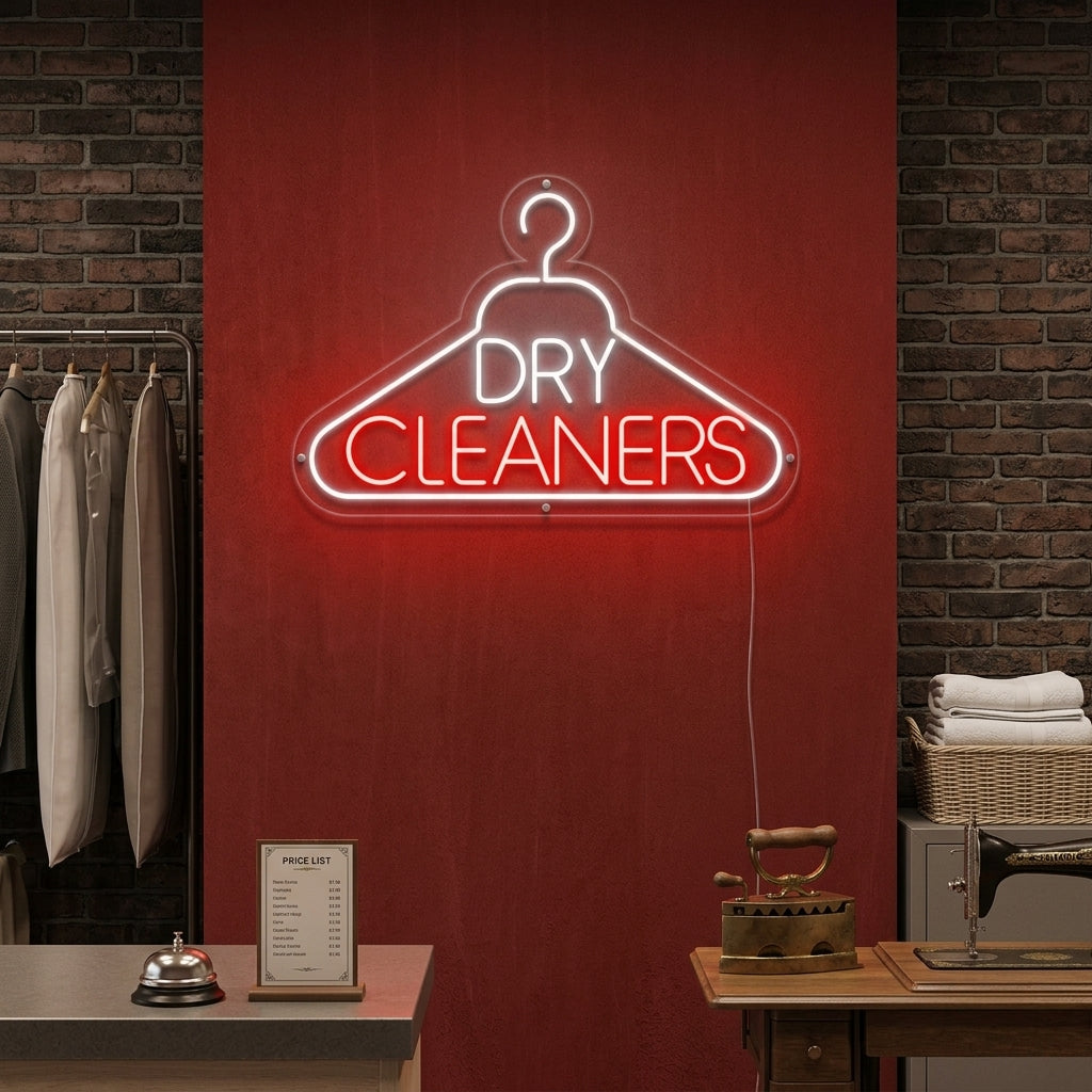 "Lavandería, Dry Cleaners" Letreros Neon