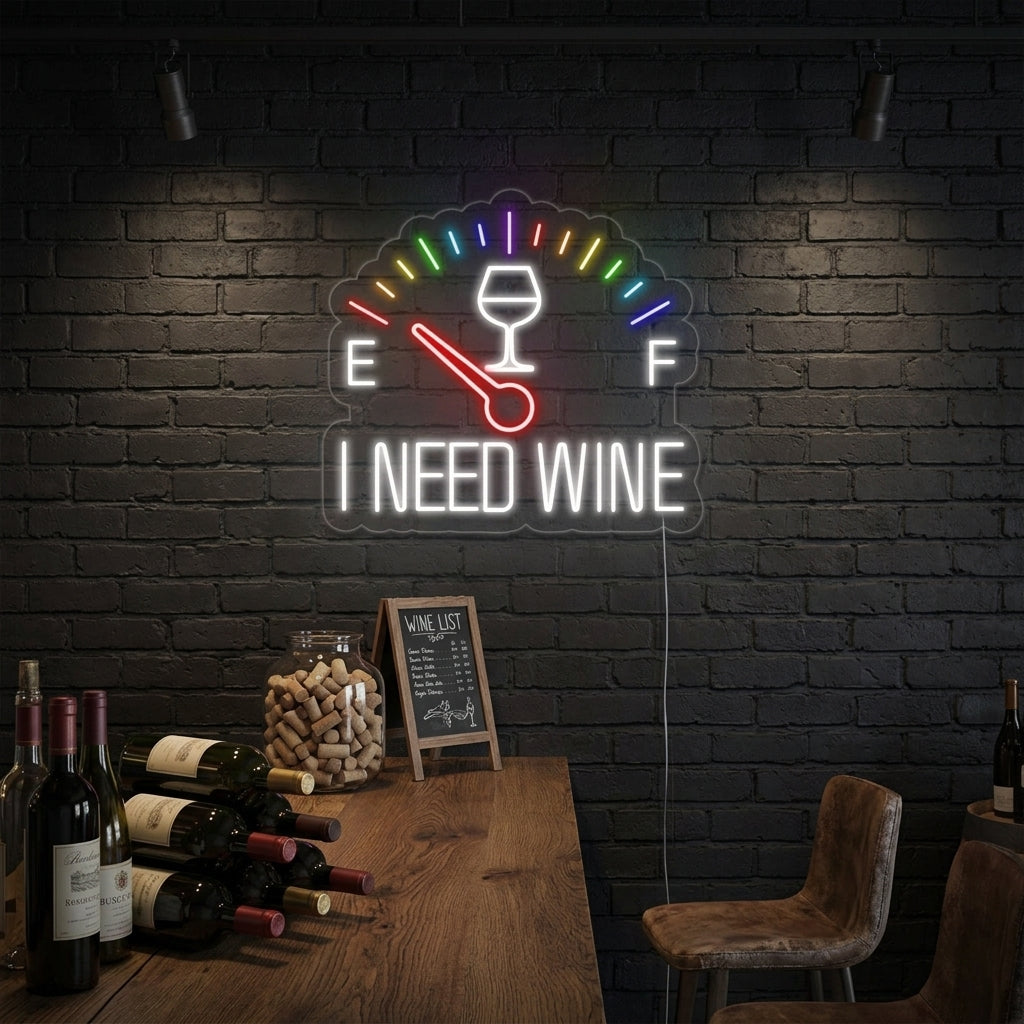 "I Need Wine Reloj" Letreros Neon