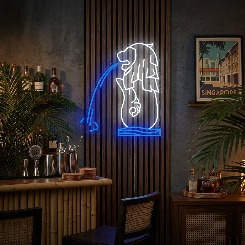 "Merlion De Singapur" Letreros Neon