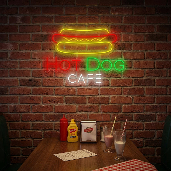 "Hotdog Cafe" Letrero de neón
