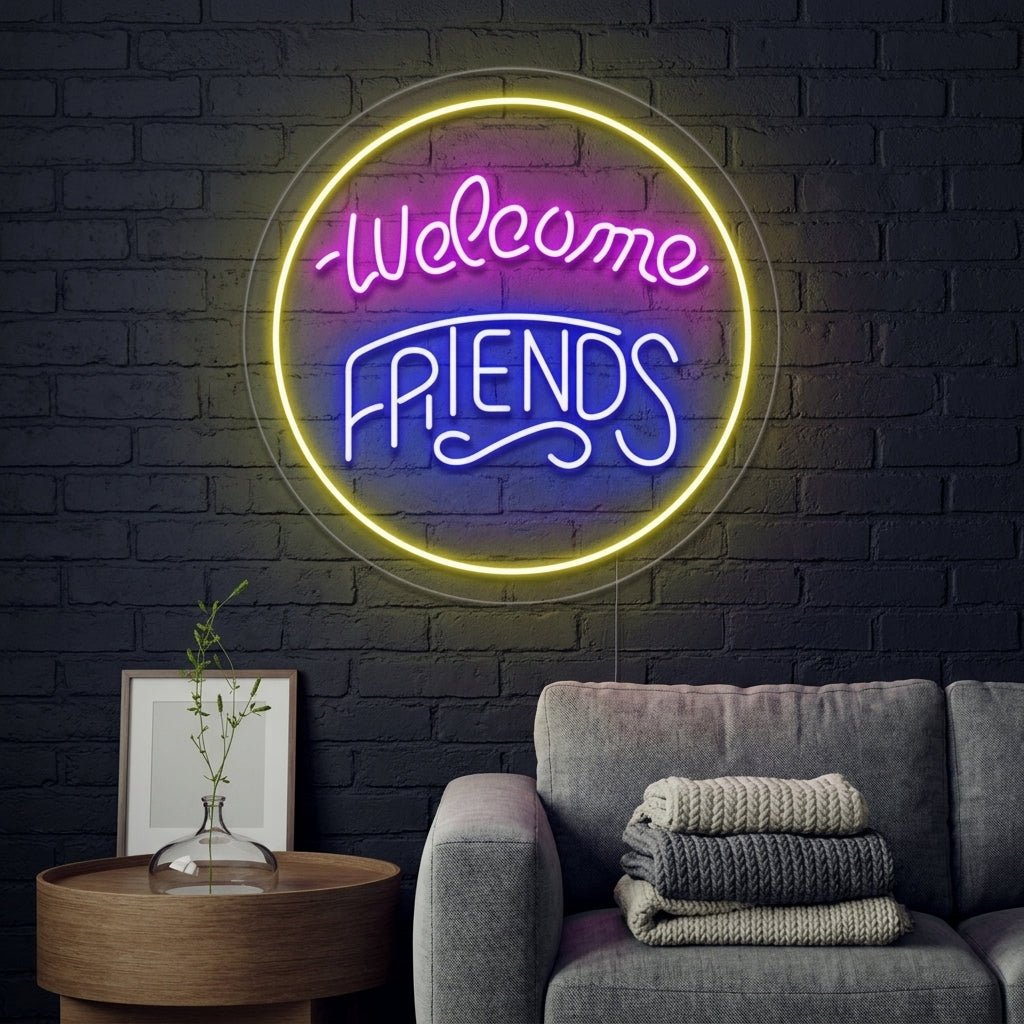 "Welcome Friends" Letreros Neon