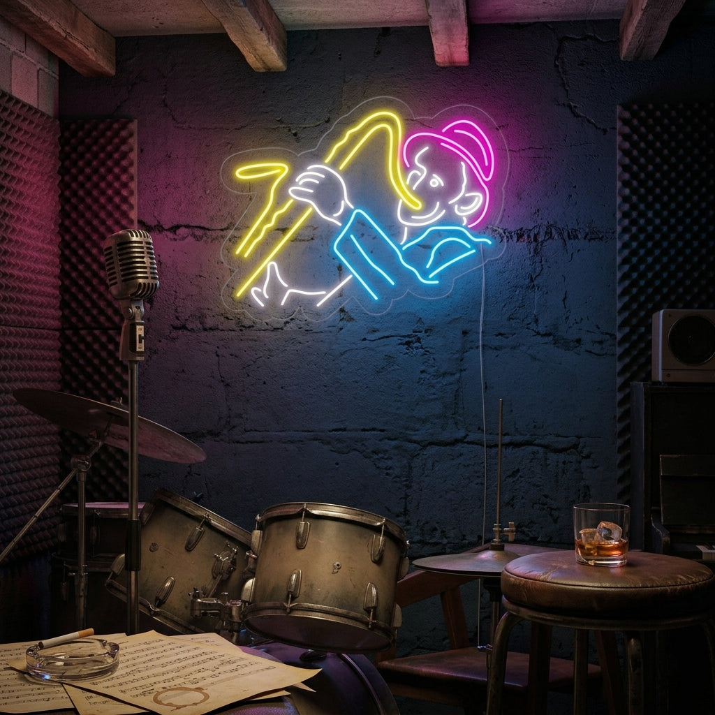 "Hombre Con Saxofón" Letreros Neon