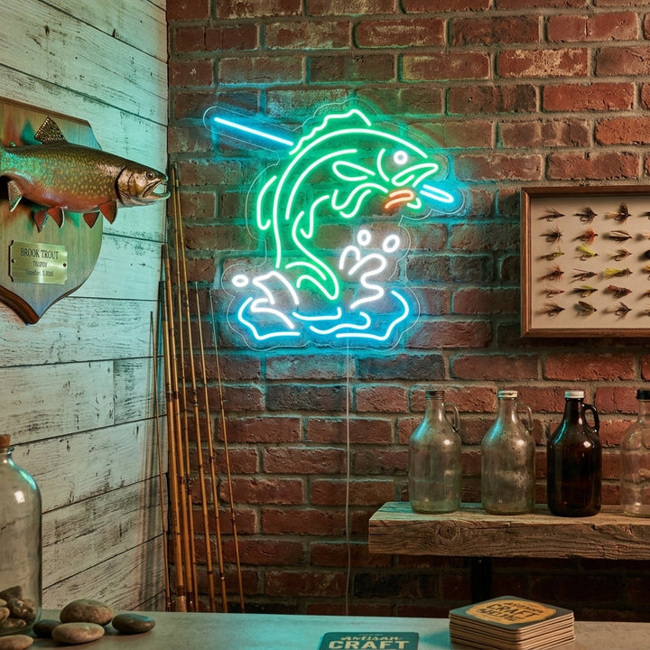 "Pescado En El Anzuelo, Pesca" Letreros Neon