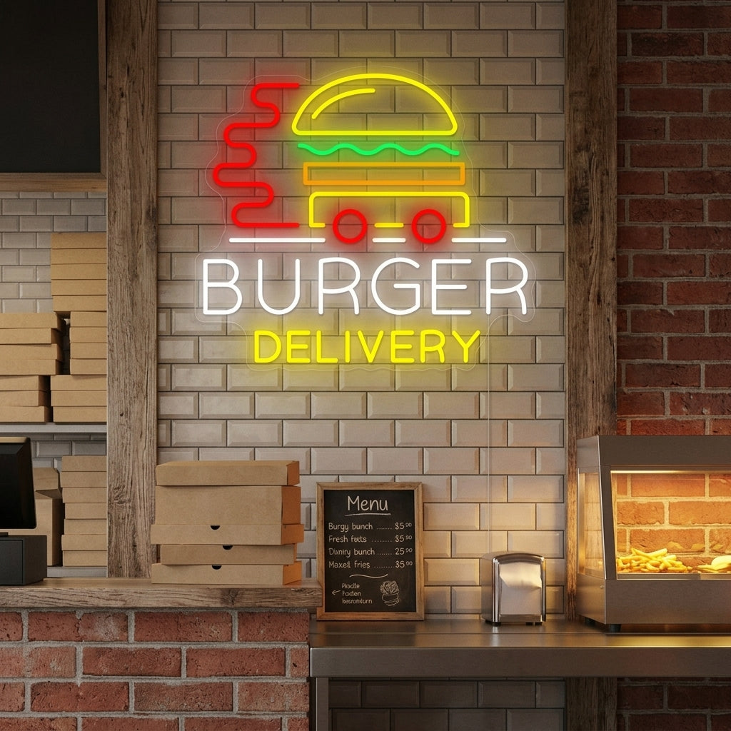 "Burger Delivery" Letrero de neón