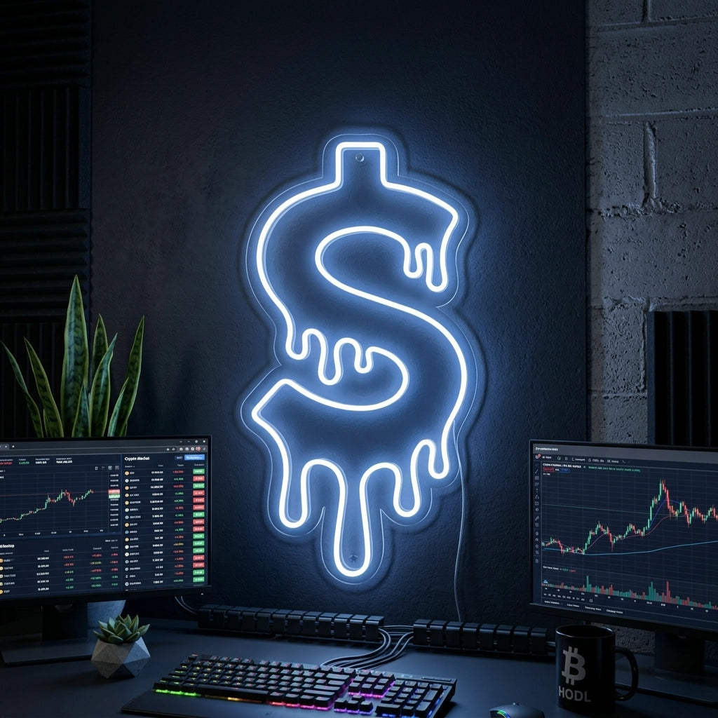 "Símbolo Del Dólar Goteando" Letreros Neon