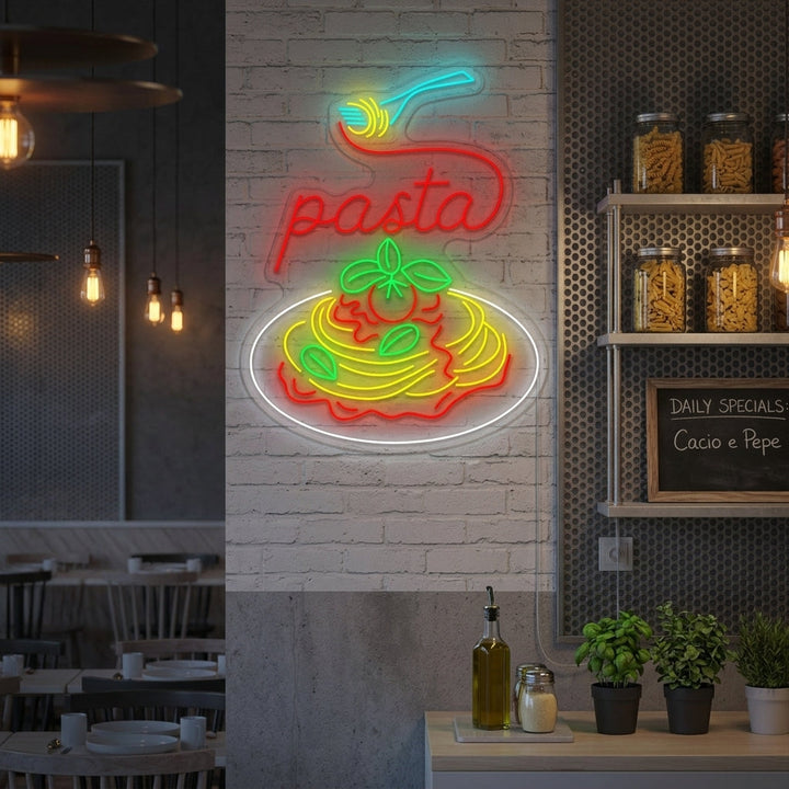 "Plato de pasta italiana" Letrero de neón