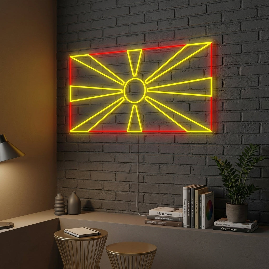 "Bandera De Macedonia Del Norte" Letreros Neon