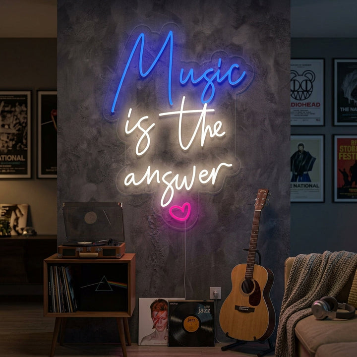 "Music is The Answer" Letreros Neon