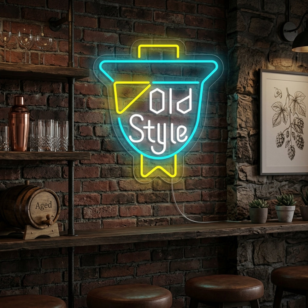 "Bar De Cerveza Old Style Vintage" Letreros Neon