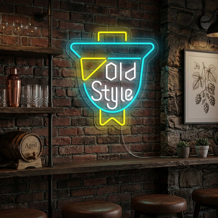 "Bar De Cerveza Old Style Vintage" Letreros Neon