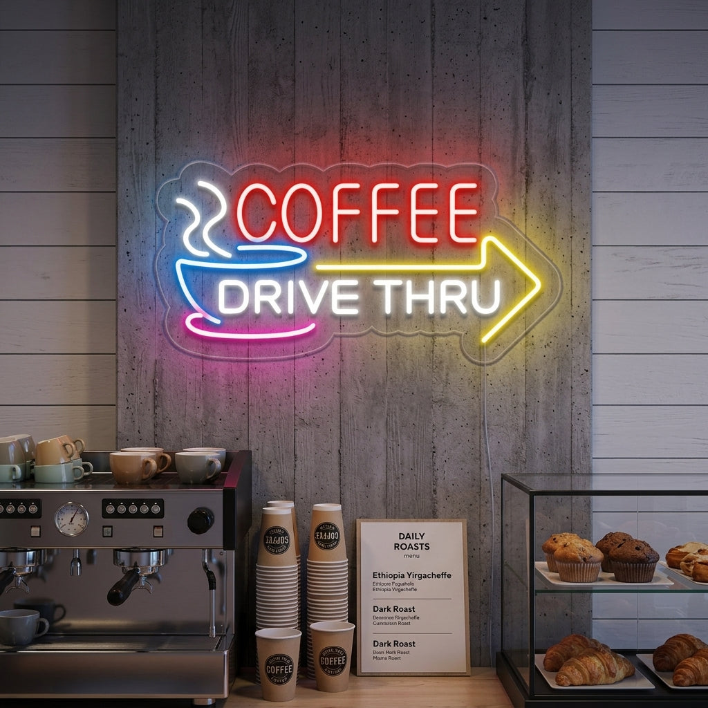 "Coffee Drive Thru" Letreros Neon