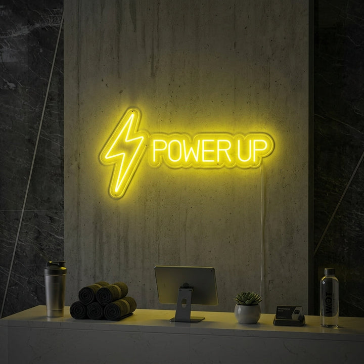 "Power Up, Decoración De Gimnasio, Frases De Gimnasio, Frases De Fitness, Frases De Entrenamiento" Letreros Neon