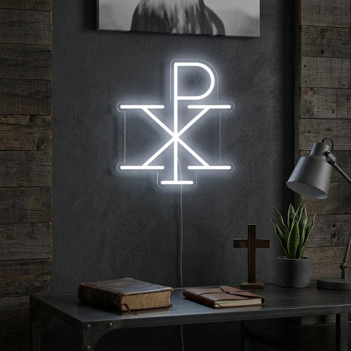 "Jesus Monograma De Cristo Chi Rho" Letreros Neon