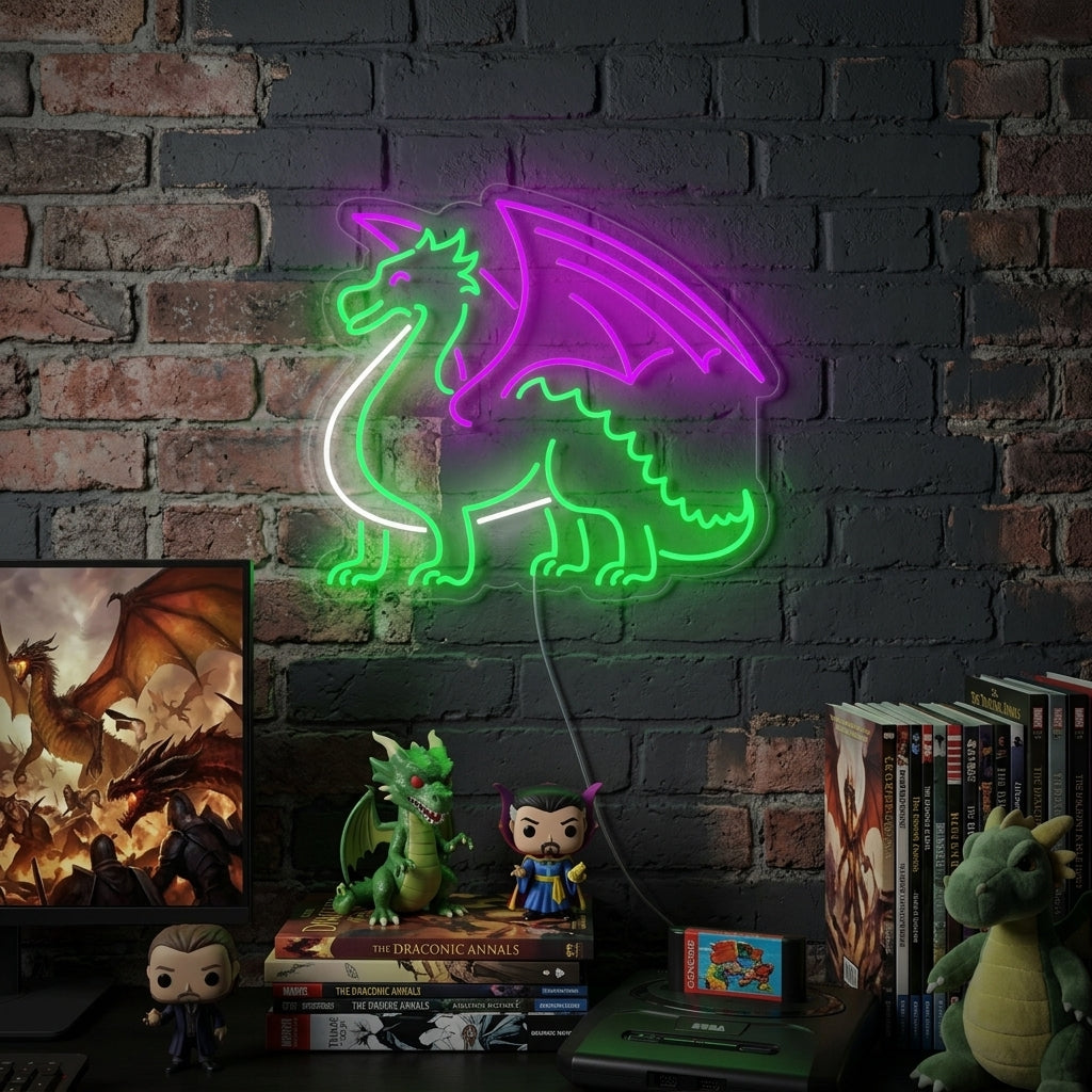 "Dragón Con Alas" Letreros Neon