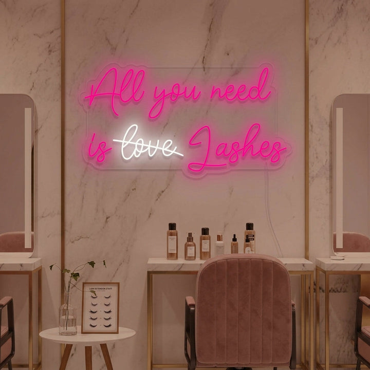 "All You Need Is Lashes Pestañas" Letreros Neon