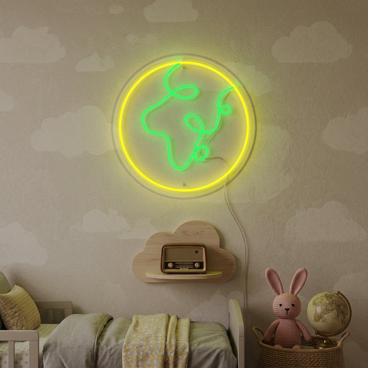 "Planeta Y Tierra, Decoracion De Habitaciones Infantiles" Letreros Neon