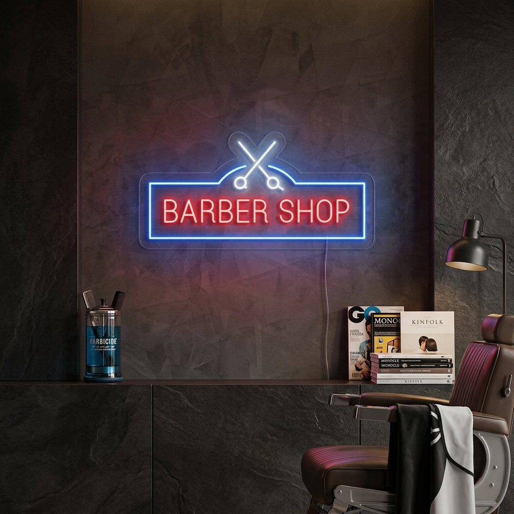 "Barber Shop, Tijeras De Peluquero" Letreros Neon