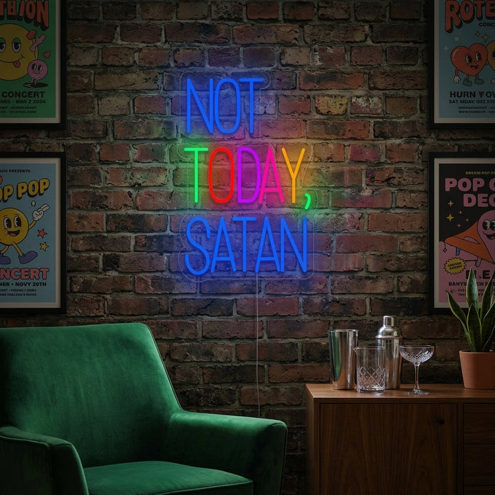 "Not Today Satan" Letreros Neon