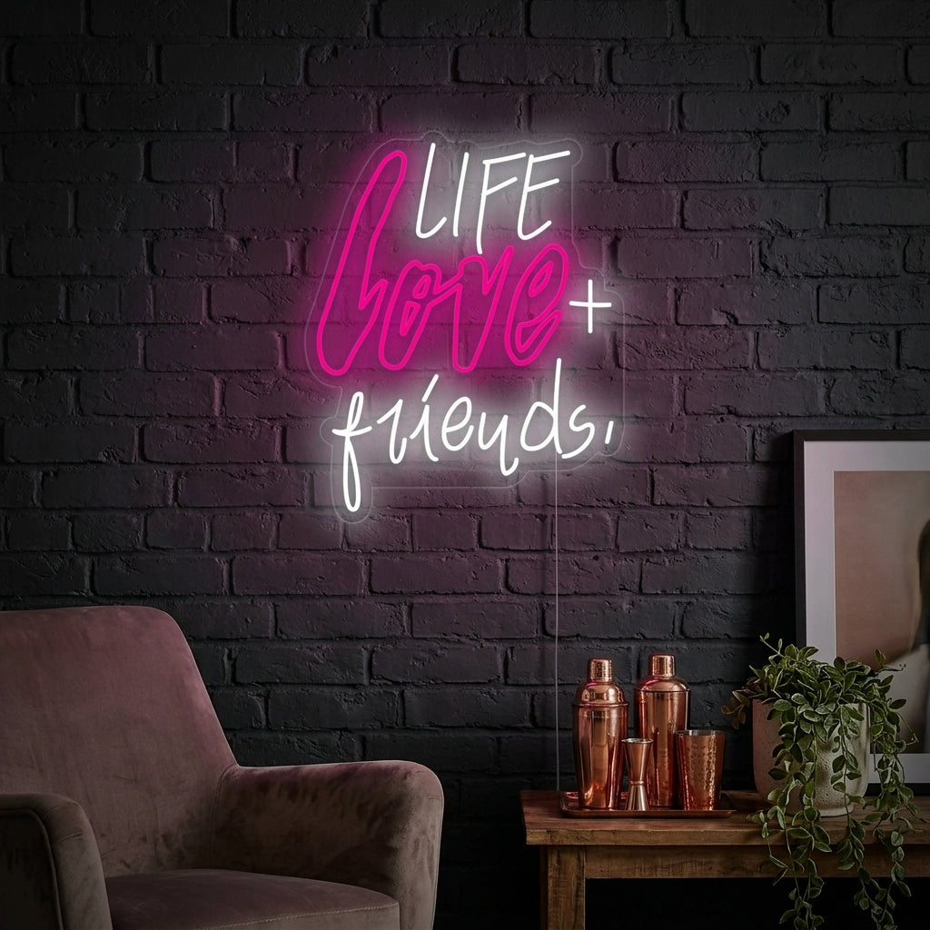 "Life Love Friends" Letreros Neon