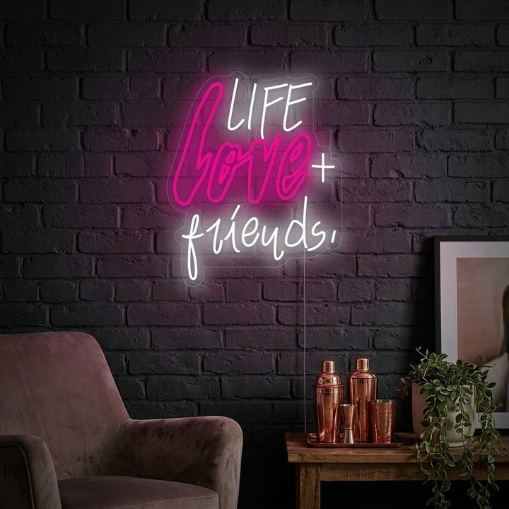 "Life Love Friends" Letreros Neon