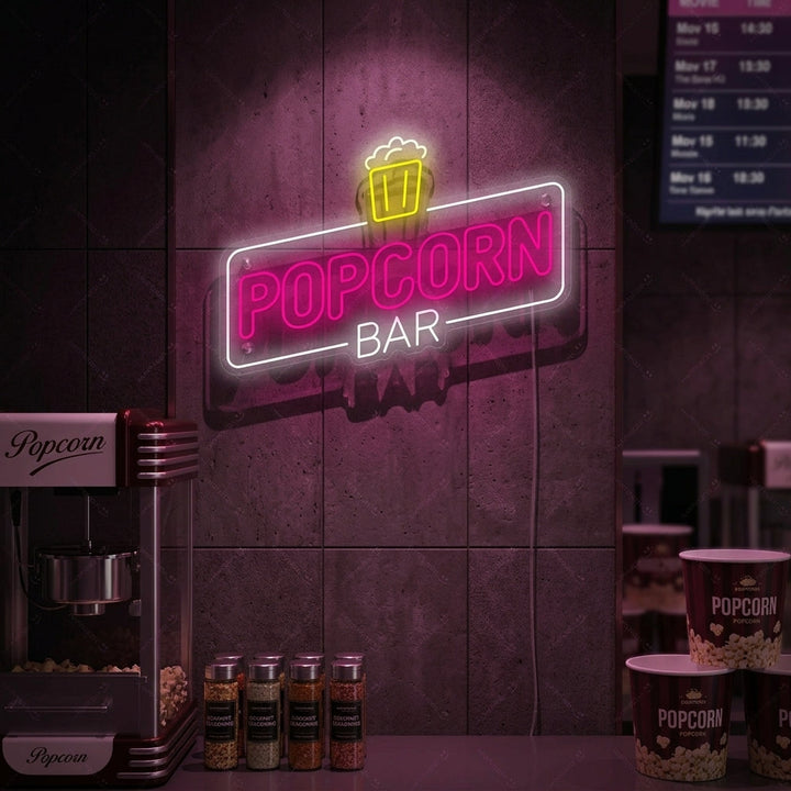 "Popcorn Bar" Letrero de neón