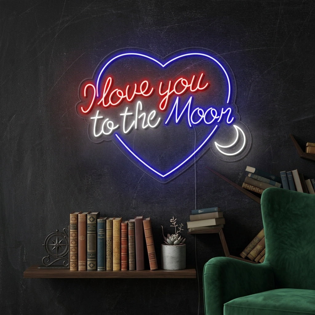 "Love You To The Moon And Back" Letreros Neon