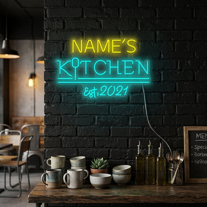 "Logotipo de cocina personalizado" Letrero de neón