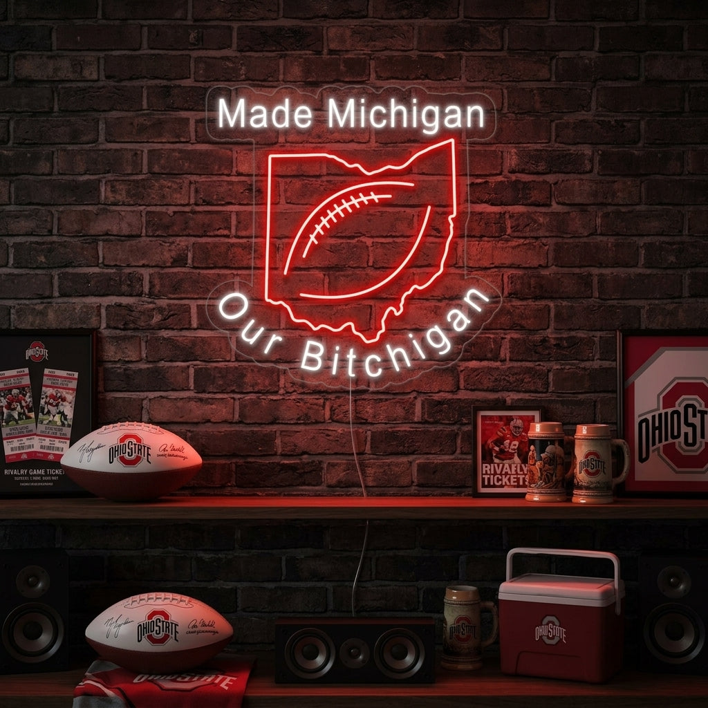 "Make Michigan Our Bichigan, Fútbol" Letreros Neon