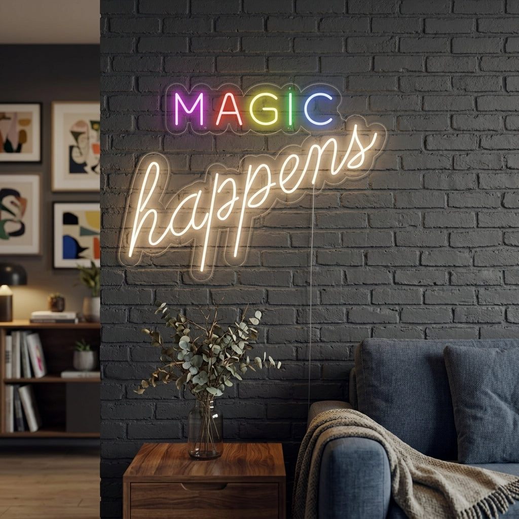 "Magic Happens" Letreros Neon