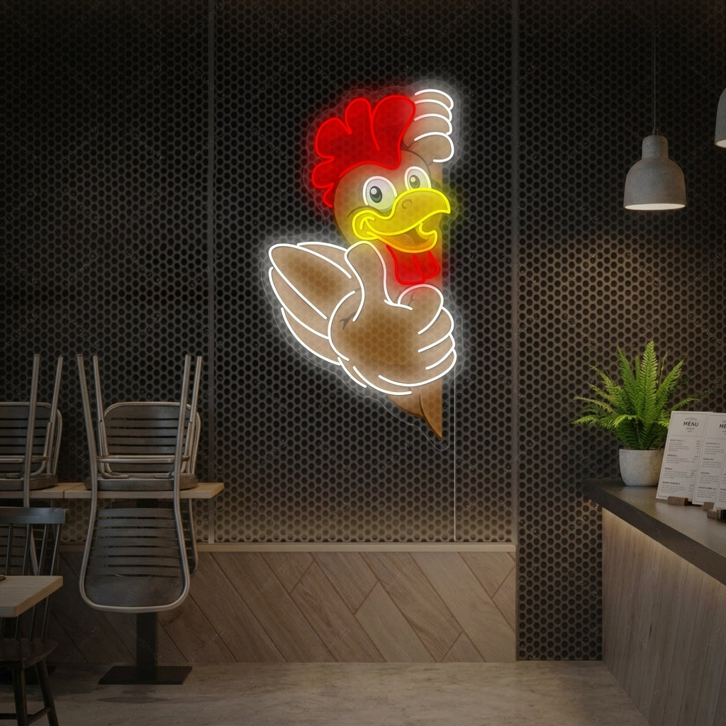 "Pollo Thumbs Up" Letrero de neón