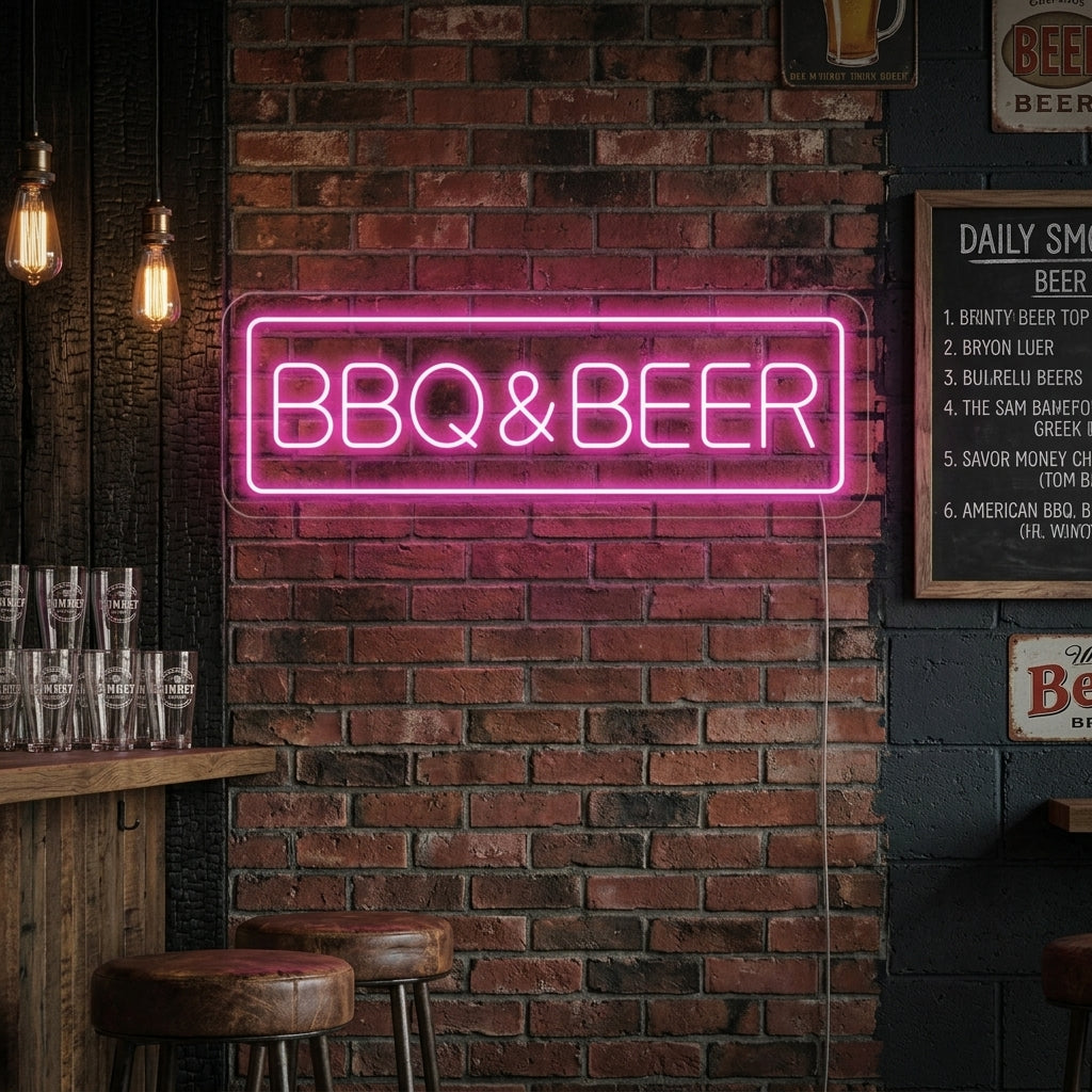 "BBQ Beer" Letreros Neon