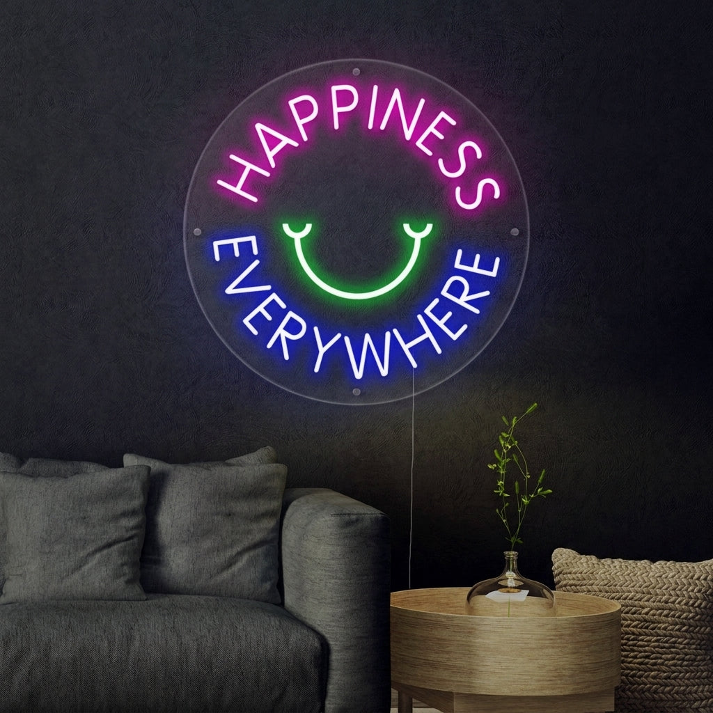 "Happyness Everywhere" Letreros Neon