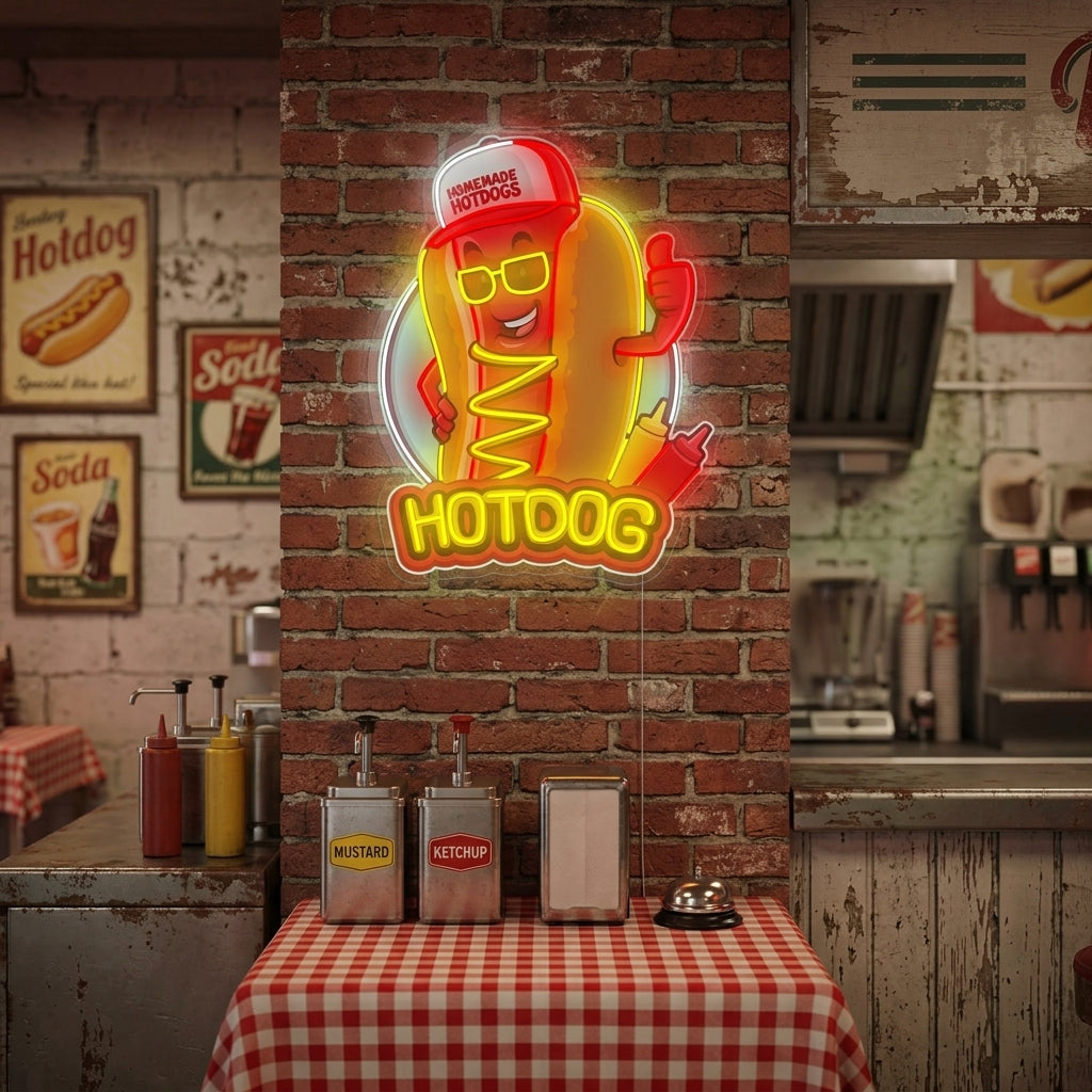 "Mascota Hotdog" Letrero de neón