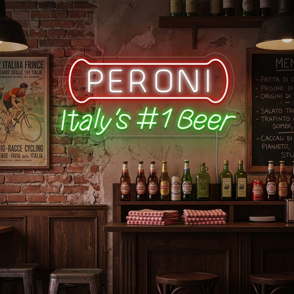 "Italy Beer Peroni Bar" Letreros Neon