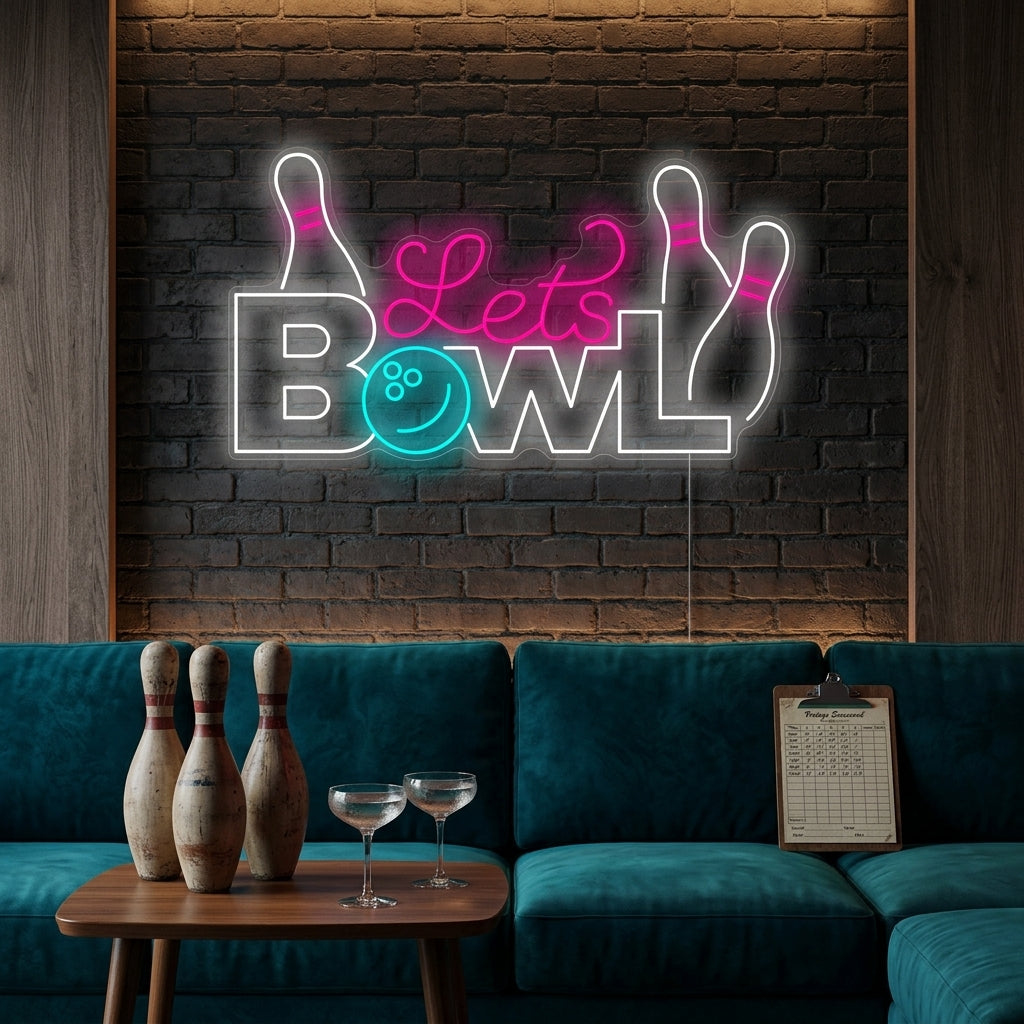 "Lets Bowl" Letrero de neón