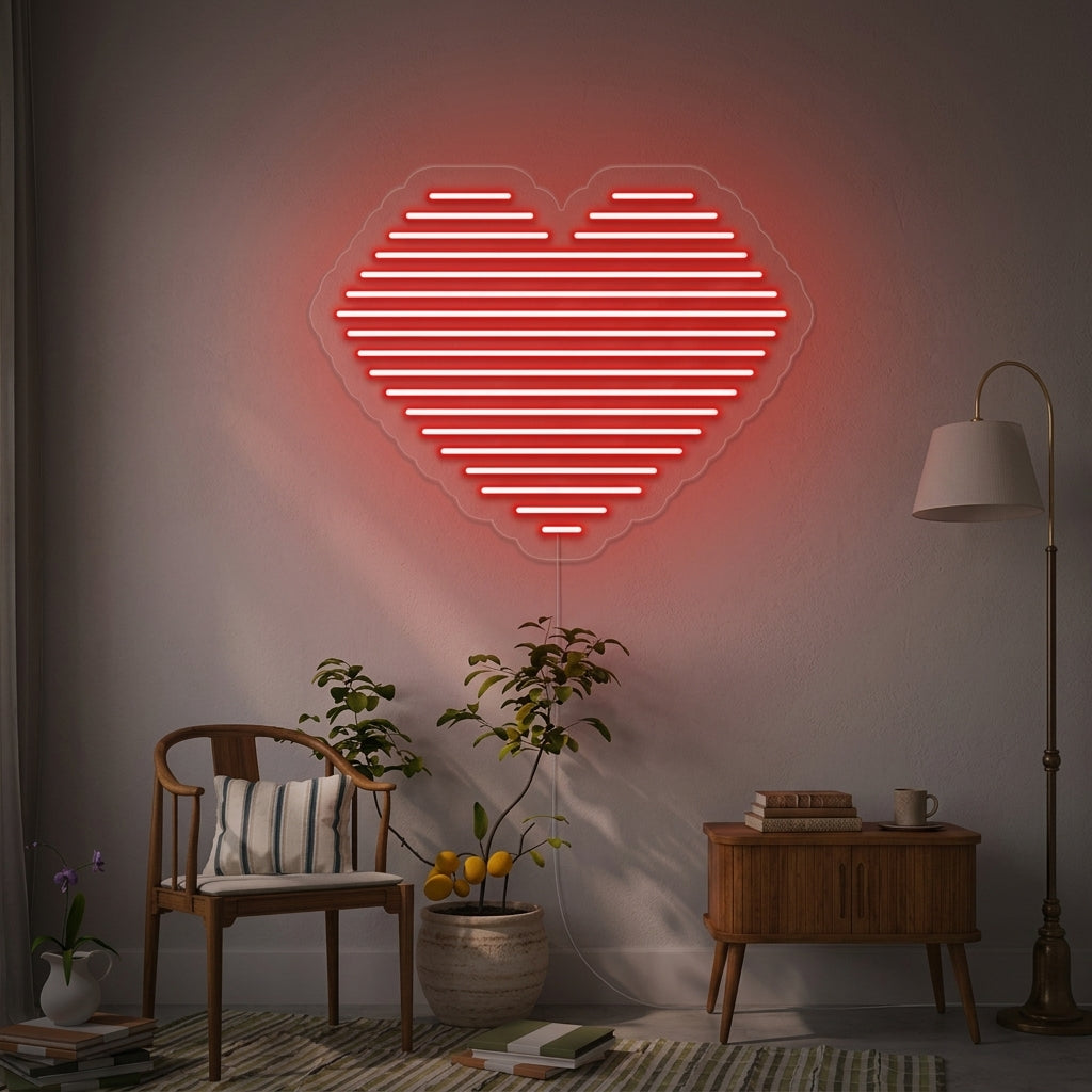 "Línea de corazón" Letreros Neon