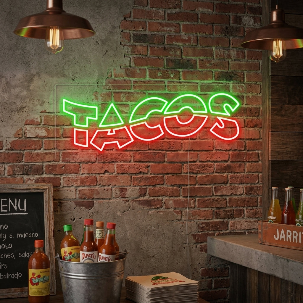"TACO, Comida mexicana" Letreros Neon