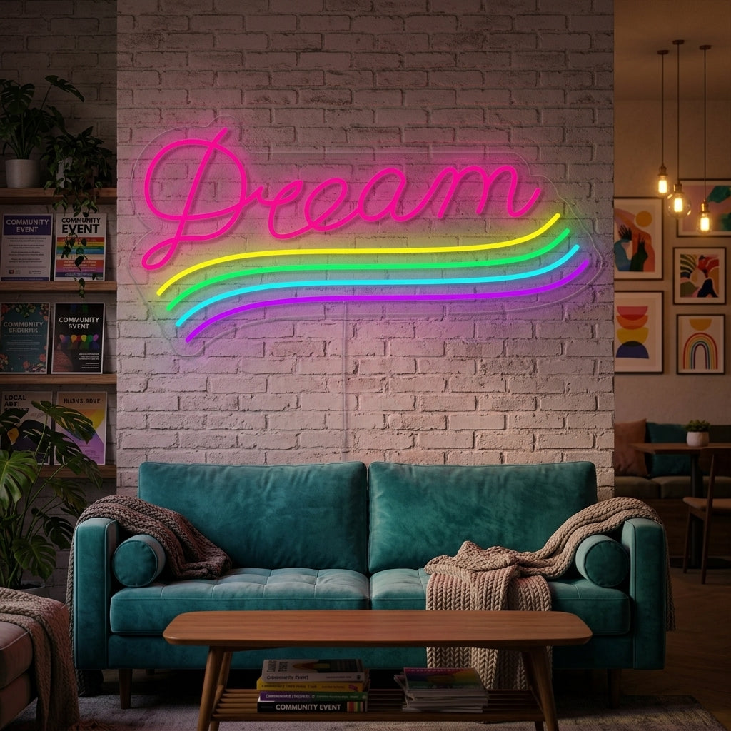 "Bandera Arcoíris Orgullo Lgbt Única, Dream" Letreros Neon